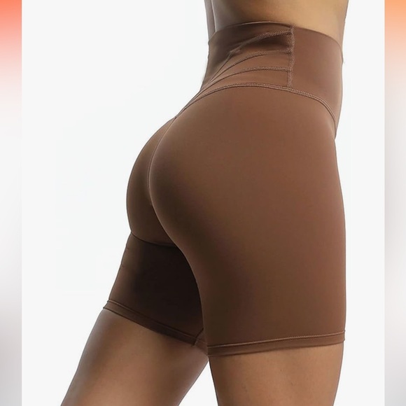 Aoxjox Trinity Workout Biker Shorts 6” • Small • Dandelion Brown - Picture 2 of 6